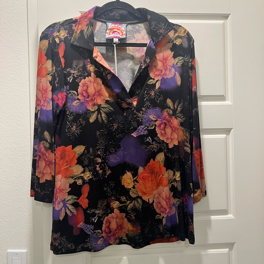 Johnny Was Bossa Nova 3/4 Sleeve Swing Polo